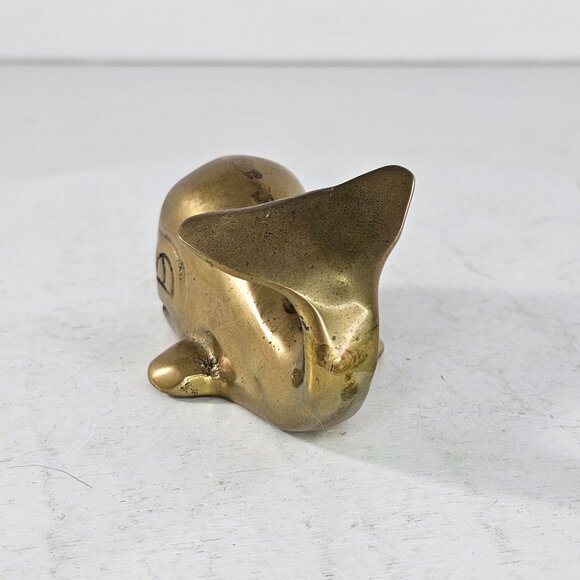 Whale Shaped Solid Brass Figurine Paperweight Miniature Figure 3.25 Inches Long - Picture 6 of 8
